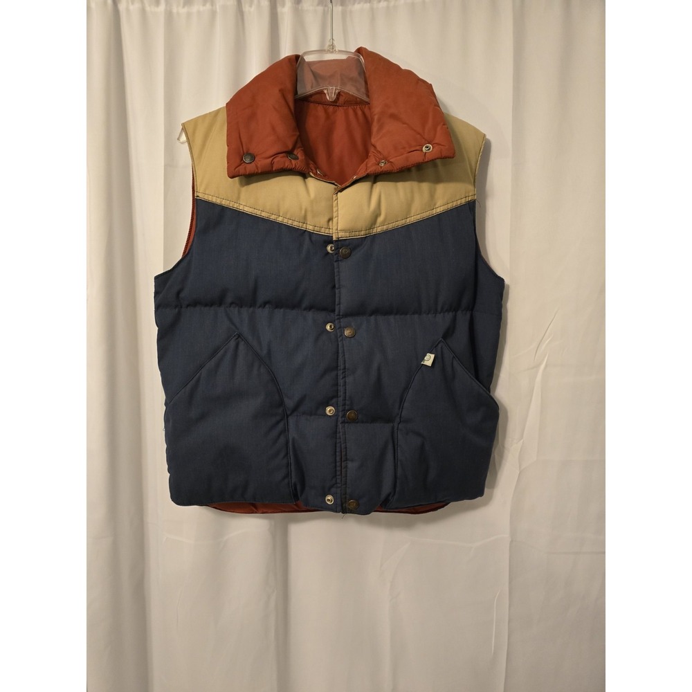 Vintage Penfield Reversible Vest Navy/Tan/Rust 80% Down 20% Feathers Size Small